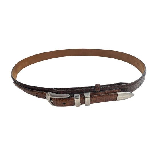 Size 38 Vintage Tulliani Mens Buckle Belt 1" Italian Calfskin 3127 Brown Texture - Picture 12 of 14